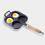 NNEAGS 2X 4 Mold Cast Iron Breakfast Fried Egg Pancake Omelette Fry Pan