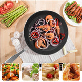 NNEAGS Stainless Steel Fry Pan 34cm Frying Pan Induction FryPan Non Stick Interior