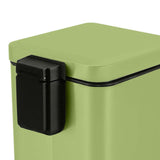 NNEAGS Foot Pedal Stainless Steel Rubbish Recycling Garbage Waste Trash Bin Square 6L Green