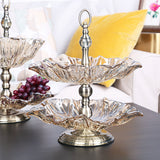 NNEAGS 2 Tier Bronze Lotus Vertex Crystal Glass Fruit Bowl Candy Holder Countertop Dessert Serving Basket Decor