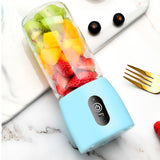 NNEAGS 2X Portable Mini USB Rechargeable Handheld Juice Extractor Fruit Mixer Juicer Blue