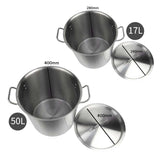NNEAGS Stock Pot 17L 50L Top Grade Thick Stainless Steel Stockpot 18/10