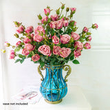NNEAGS 10 Bunch Artificial Silk Rose 6 Heads Flower Fake Bridal Bouquet Table Decor Pink