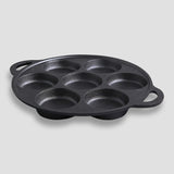 NNEAGS 2X 31.5cm Cast Iron Takoyaki Fry Pan Octopus Balls Maker 7 Hole Cavities Grill Mold