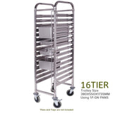 NNEAGS Trolley 16 Tier Stainless Steel Bakery Trolley Suits GN 1/1 Pans