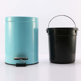 NNEAGS 4X 7L Foot Pedal Stainless Steel Rubbish Recycling Garbage Waste Trash Bin Round Blue
