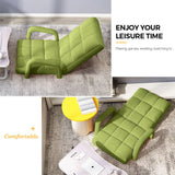 NNEAGS Foldable Lounge Cushion Adjustable Floor Lazy Recliner Chair with Armrest Yellow Green