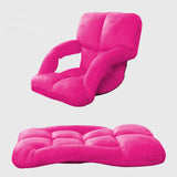 NNEAGS 4X Foldable Lounge Cushion Adjustable Floor Lazy Recliner Chair with Armrest Pink