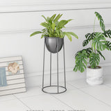 NNEAGS 4X 50cm Round Wire Metal Flower Pot Stand with Black Flowerpot Holder Rack Display