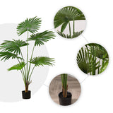 NNEAGS 2X 120cm Artificial Natural Green Fan Palm Tree Fake Tropical Indoor Plant Home Office Decor