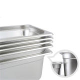 NNEAGS 4X GN Pan Full Size 1/3 GN Pan 6.5 cm Deep Stainless Steel Tray With Lid