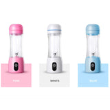 NNEAGS 2X 380ml Portable Mini USB Rechargeable Handheld Fruit Mixer Juicer Blue