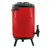 NNEAGS 4X 8L Stainless Steel Insulated Milk Tea Barrel Hot and Cold Beverage Dispenser Container with Faucet Red
