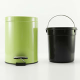 NNEAGS 4X Foot Pedal Stainless Steel Rubbish Recycling Garbage Waste Trash Bin Round 12L Green