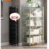 NNEAGS 2X 4 Tier Steel Black Foldable Display Stand Multi-Functional Shelves Portable Storage Organizer with Wheels