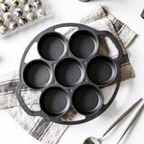 NNEAGS 2X 32cm Cast Iron Takoyaki Fry Pan Octopus Balls Maker 7 Hole Cavities Grill Mold