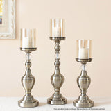 NNEAGS 49.5cm Glass Candlestick Candle Holder Stand Pillar Glass/Iron Metal