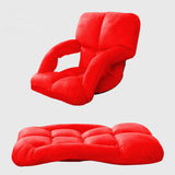 NNEAGS 2X Foldable Lounge Cushion Adjustable Floor Lazy Recliner Chair with Armrest Red