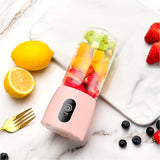 NNEAGS 2X Portable Mini USB Rechargeable Handheld Juice Extractor Fruit Mixer Juicer Pink