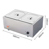 NNEAGS 2X Stainless Steel 2 X 1/2 GN Pan Electric Bain-Marie Food Warmer with Lid