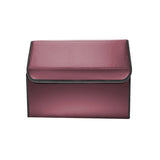 NNEAGS Leather Car Boot Collapsible Foldable Trunk Cargo Organizer Portable Storage Box Red Small