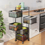 NNEAGS 2X 5 Tier Steel Square Rotating Kitchen Cart Multi-Functional Shelves Portable Storage Organizer with Wheels
