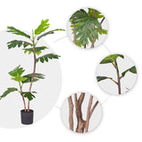 NNEAGS 2X 90cm 2-Trunk Artificial Natural Green Split-Leaf Philodendron Tree Fake Tropical Indoor Plant Home Office Decor