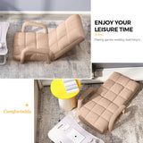 NNEAGS 4X Foldable Lounge Cushion Adjustable Floor Lazy Recliner Chair with Armrest Khaki