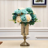 NNEAGS 28.5cm Transparent Glass Flower Vase Filler with Blue Flower Set