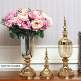 NNEAGS 3pcs Artificial Silk with 15 Heads Flower Fake Rose Bouquet Table Decor Pink