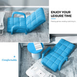 NNEAGS 4X Foldable Lounge Cushion Adjustable Floor Lazy Recliner Chair with Armrest Blue