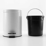 NNEAGS 2X 12L Foot Pedal Stainless Steel Rubbish Recycling Garbage Waste Trash Bin Round White