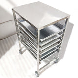 NNEAGS 2X Trolley 7 Tier Stainless Steel Bakery Trolley Suits GN 1/1 Pans with Working Surface