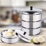 NNEAGS 3 Tier 28cm Stainless Steel Steamers With Lid Work inside of Basket Pot Steamers