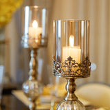 NNEAGS 42cm Glass Candle Holder Candle Stand Glass/Metal