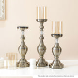 NNEAGS 49.5cm Glass Candlestick Candle Holder Stand Pillar Glass/Iron Metal