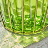 NNEAGS Green Glass Flower Vase with 8 Bunch 5 Heads Artificial Fake Silk Rose Home Decor Set