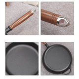 NNEAGS 29cm Round Cast Iron Frying Pan Skillet Steak Sizzle Platter with Helper Handle
