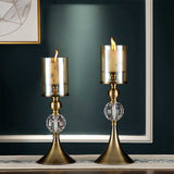 NNEAGS 38cm Glass Candle Holder Candle Stand Glass/Metal