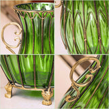 NNEAGS 51cm Green Glass Tall Floor Vase with 12pcs Artificial Fake Flower Set