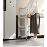 NNEAGS 3 Tier Steel White Foldable Kitchen Cart Multi-Functional Shelves Portable Storage Organizer with Wheels