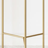 NNEAGS 2X 2 Layer 60cm Gold Metal Plant Stand with Pink Flower Pot Holder Corner Shelving Rack Indoor Display