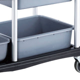NNEAGS 2X 3-Tier Soiled Food Trolley Dirty Plate Cart Five Buckets Kitchen Food Utility