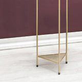 NNEAGS 2X 2 Layer 65cm Gold Metal Plant Stand with Blue Flower Pot Holder Corner Shelving Rack Indoor Display