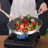 NNEAGS Stainless Steel Fry Pan 30cm Frying Pan Induction FryPan Non Stick Interior