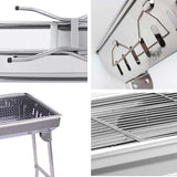 NNEAGS 2X Skewers Grill Portable Stainless Steel Charcoal BBQ Outdoor 6-8 Persons