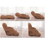 NNEAGS Foldable Lounge Cushion Adjustable Floor Lazy Recliner Chair with Armrest Coffee