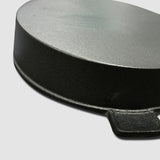 NNEAGS 2X 26cm Round Ribbed Cast Iron Frying Pan Skillet Steak Sizzle Platter with Handle