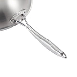 NNEAGS 18/10 Stainless Steel Fry Pan 34cm Frying Pan Top Grade Textured Non Stick Interior Skillet with Helper Handle and Lid