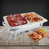 NNEAGS 2X 4.5L Dual Tray Stainless Steel Chafing Food Warmer Catering Dish